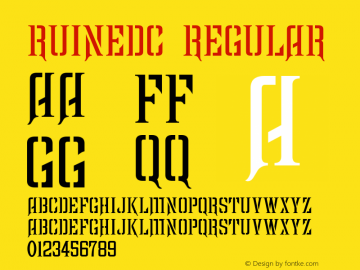 RuinedC Regular Macromedia Fontographer 4.1 23.06.97 Font Sample