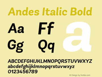 Andes Italic Bold Version 1.000;PS 001.000;hotconv 1.0.88;makeotf.lib2.5.64775图片样张