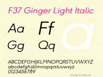 F37Ginger-LightItalic Version 1.000;PS 001.000;hotconv 1.0.88;makeotf.lib2.5.64775 Font Sample