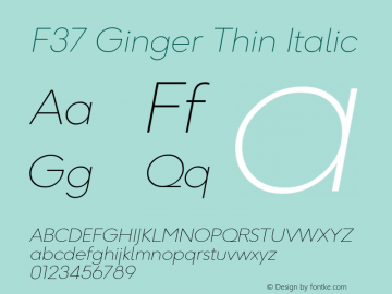 F37Ginger-ThinItalic Version 1.000;PS 001.000;hotconv 1.0.88;makeotf.lib2.5.64775 Font Sample