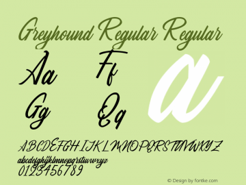 Greyhound Regular Regular Version 1.000 Font Sample