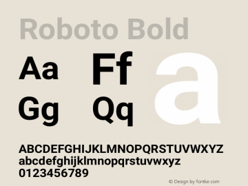 Roboto Bold Version 2.137; 2017 Font Sample