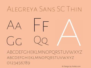 Alegreya Sans SC Thin Version 2.003; ttfautohint (v1.6) Font Sample