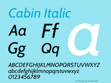 Cabin Italic Version 3.001图片样张