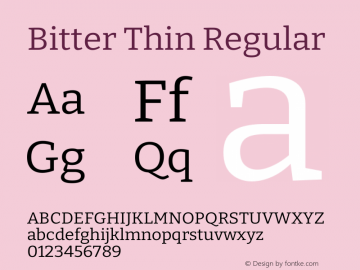 Bitter Thin Regular Version 2.001 Font Sample