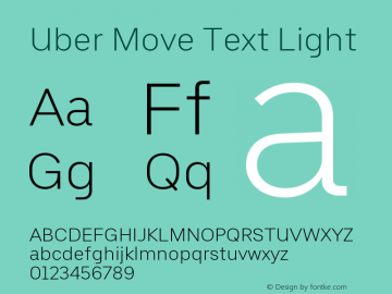 Uber Move Text Light Version 1.001; Uber Move Text Light Font Sample