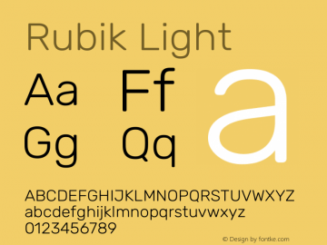 Rubik Light Version 2.101 Font Sample