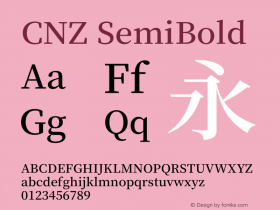 CNZ SemiBold Version 1.00;May 13, 2020;FontCreator 11.0.0.2408 64-bit图片样张