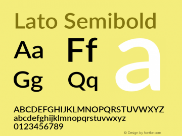 Lato Semibold Regular Version 2.015; 2015-08-06; http://www.latofonts.com/ Font Sample