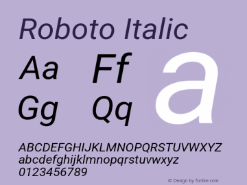 Roboto Italic Version 2.137; 2017图片样张