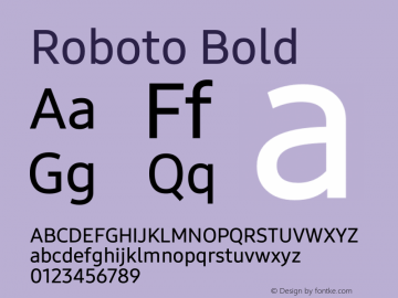 Roboto Bold Version 1.00 September 21, 2016, initial release Font Sample