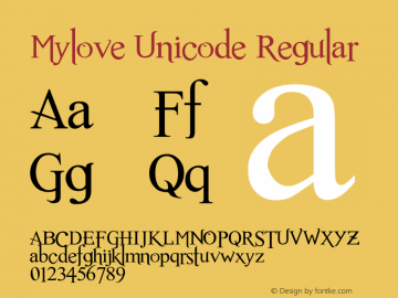 Mylove Unicode Version 1.000  Apr 29 2021 Font Sample