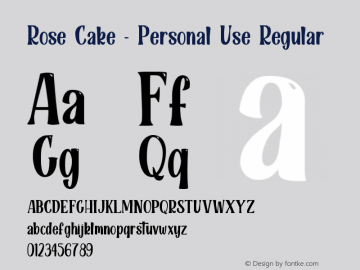 RoseCakePersonalUse Version 1.000 Font Sample