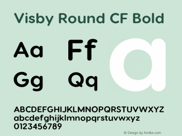 Visby Round CF Bold Version 2.100;hotconv 1.0.109;makeotfexe 2.5.65596 Font Sample