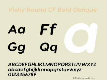 Visby Round CF Bold Oblique Version 2.100;hotconv 1.0.109;makeotfexe 2.5.65596 Font Sample
