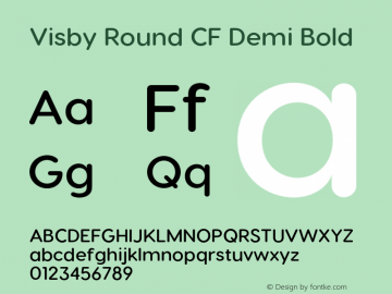 Visby Round CF Demi Bold Version 2.100;hotconv 1.0.109;makeotfexe 2.5.65596 Font Sample