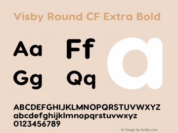 Visby Round CF Extra Bold Version 2.100;hotconv 1.0.109;makeotfexe 2.5.65596 Font Sample
