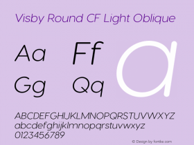 Visby Round CF Light Oblique Version 2.100;hotconv 1.0.109;makeotfexe 2.5.65596图片样张