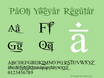 PaOh Yoeyar Version 2.00;June 9, 2019;FontCreator 11.5.0.2430 32-bit图片样张