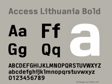 Access Lithuania Bold Version 001.000 Font Sample