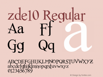 zde10 Version 1.00 January 2, 2017, initial release Font Sample