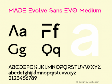 MADE Evolve Sans EVO Medium Version 1.000 PERSONAL USE Font Sample