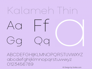 Kalameh Thin Version 4.000 Font Sample