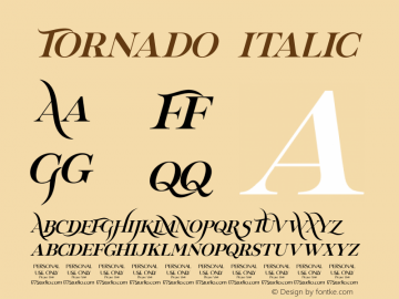 Tornado-Italic Version 1.000 Font Sample