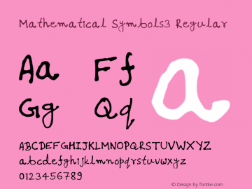 Mathematical Symbols3 Regular Version 001.001 Font Sample