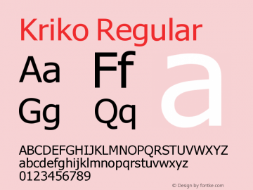 Kriko Version 1.00;January 21, 2021;FontCreator 11.5.0.2422 32-bit Font Sample