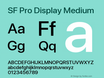 SF Pro Display Medium Version 13.0d3e20 Font Sample
