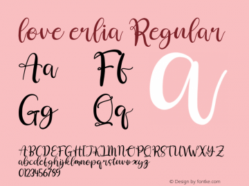 love erlia Version 1.00;April 9, 2021;FontCreator 13.0.0.2683 64-bit图片样张