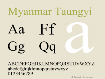 Myanmar Taungyi Version 3.15 August 13, 2015, initial release Font Sample