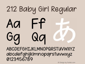 212 Baby Girl Version 1.00;July 13, 2020;FontCreator 11.5.0.2430 64-bit图片样张