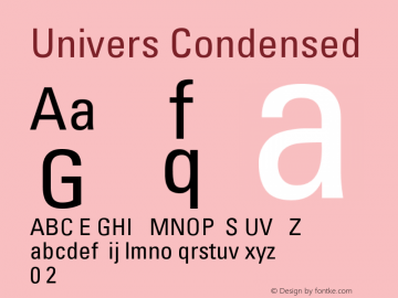 Univers 57 Condensed Version 001.000 Font Sample