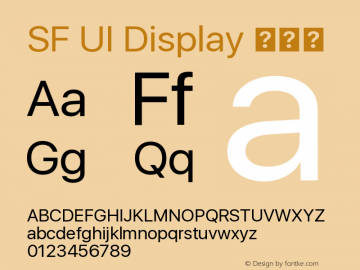 SF UI Display 常规体  Font Sample