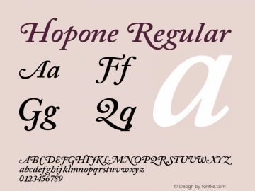 Hopone Version 1.00 September 3, 2015, initial release Font Sample