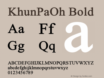 KhunPaOh Bold Version 1.00 July 18, 2016, initial release Font Sample