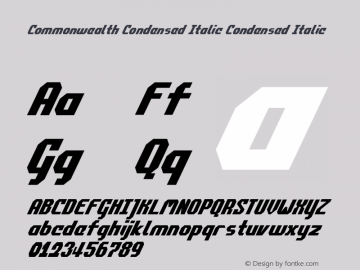 Commonwealth Condensed Italic Condensed Italic 2图片样张
