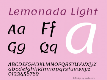 Lemonada Light Version 4.004; ttfautohint (v1.8.2) Font Sample