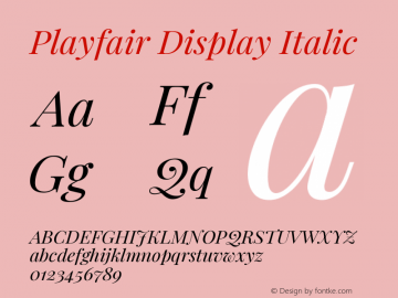 Playfair Display Italic Version 1.200; ttfautohint (v1.8.2) Font Sample