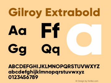 Gilroy-Extrabold Version 1.000 Font Sample