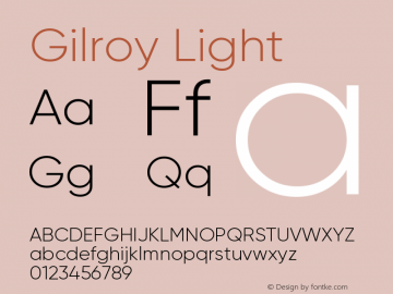 Gilroy-Light Version 1.000 Font Sample