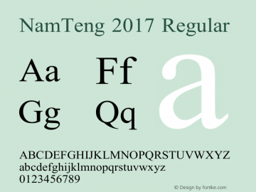 NamTeng 2017 Version 2.20 August 4, 2016 Font Sample