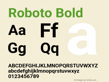 Roboto Bold Version 2.138; 2017 Font Sample