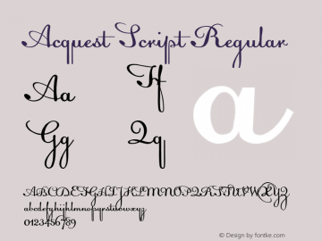 Acquest Script Version 1.000 2005 initial release Font Sample