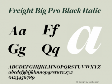 FreightBigPro-BlackItalic Version 3.000 Font Sample