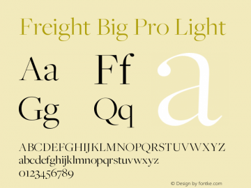 FreightBigPro-Light Version 3.000 Font Sample