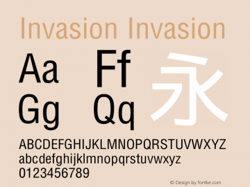 Invasion Invasion Version 1.00 November 14, 2018, initial release Font Sample