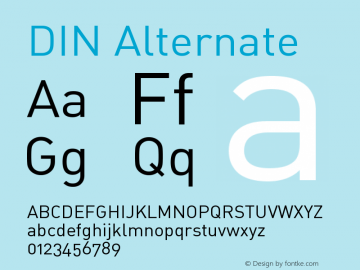 DIN Alternate Macromedia Fontographer 4.1 06-01-2000 Font Sample